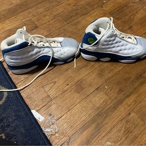 Nike White and Blue High-Top Sneakers